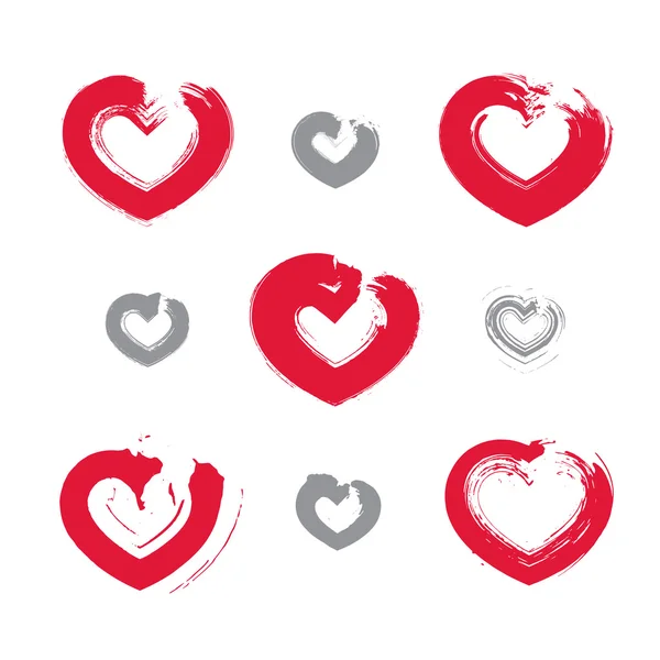 Hand-drawn love heart icons — Stock vektor