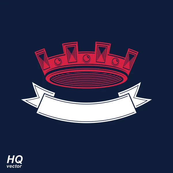 Corona imperiale con nastro ondulato — Vettoriale Stock