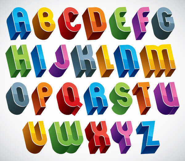 3d colorful glossy letters.