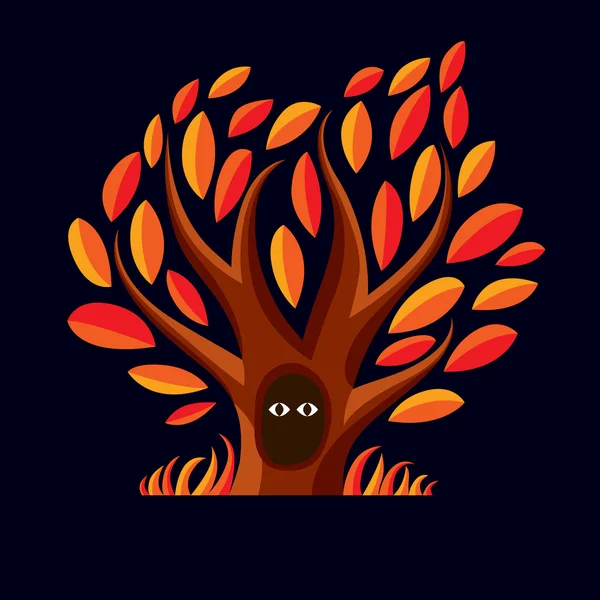 Árbol Branchy con guarida — Vector de stock