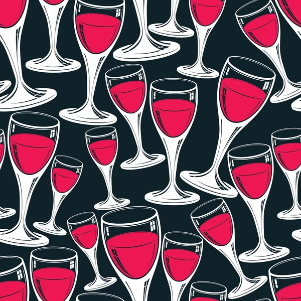 Copas de vino patrón tema de alcohol — Vector de stock