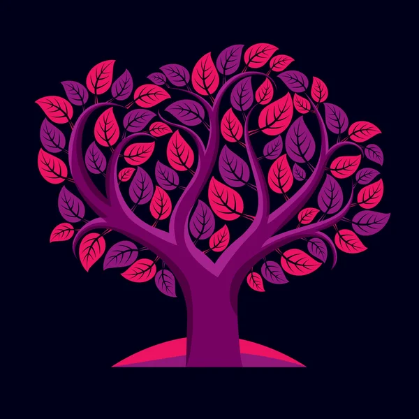 Baum mit dekorativen Blättern und Ästen — Stockvektor