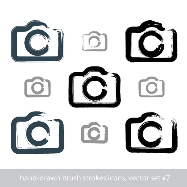 Handgezeichnete Digitalkamera-Ikonen — Stockvektor