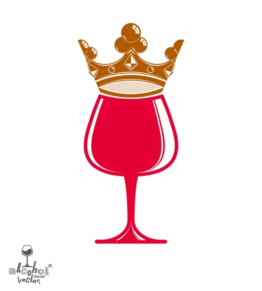 Sophisticated luxury wineglass with crown — 스톡 벡터