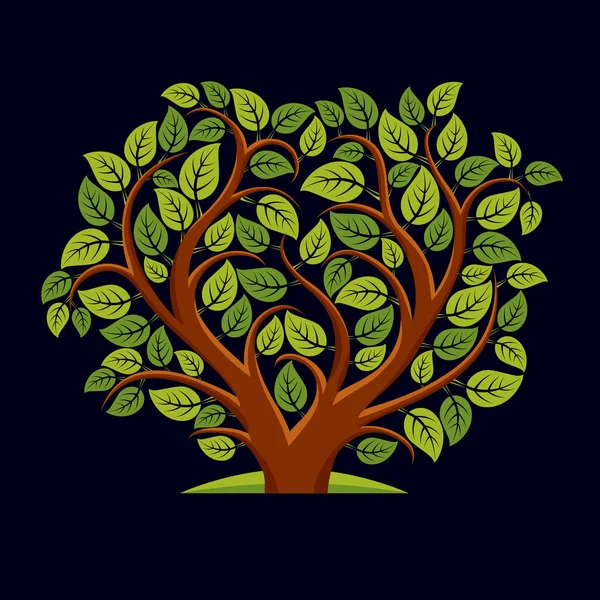 Дерево с декоративными листьями и ветвями — стоковый вектор