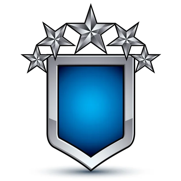 Majestuoso emblema azul con estrellas de plata — Vector de stock