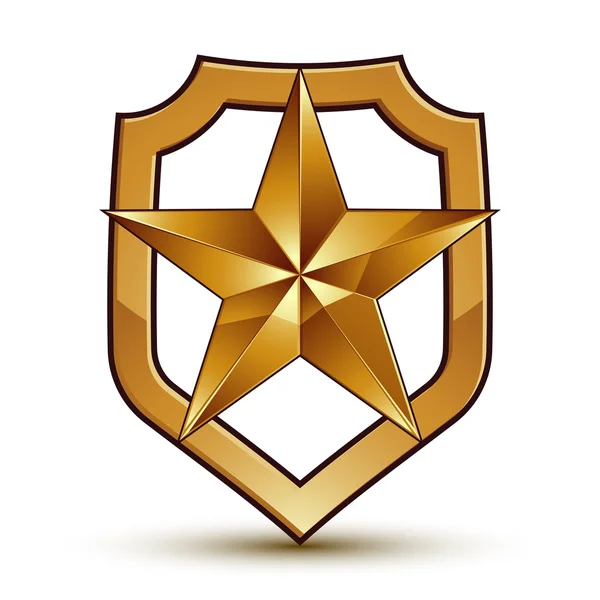 3d heraldic pentagonal golden star — ストックベクタ