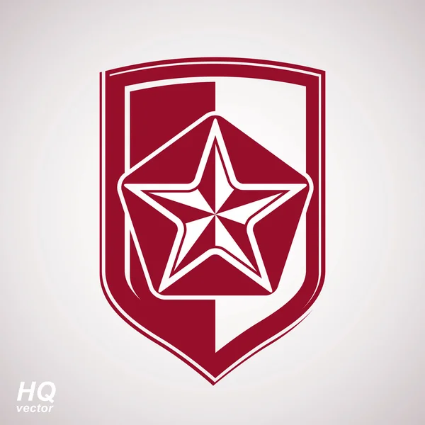 Shield with red pentagonal Soviet star — Stock vektor
