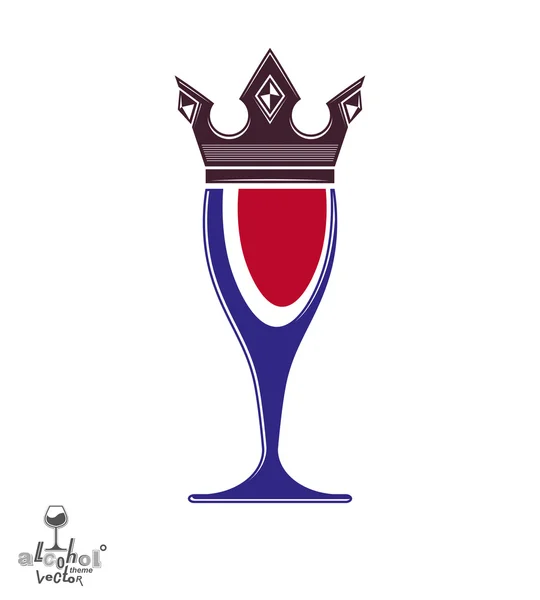 Dekoratives Luxusweinglas mit Krone — Stockvektor