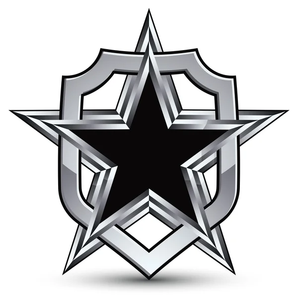 Celebrative silver emblem with star — Stockvector