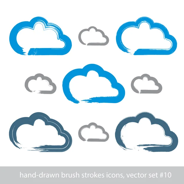 Hand-drawn simple cloud icons — Wektor stockowy