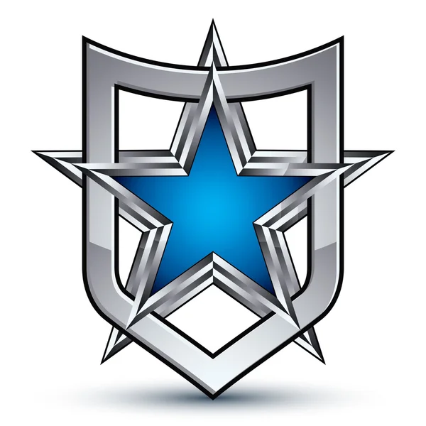 Renown silver emblem with star — Wektor stockowy