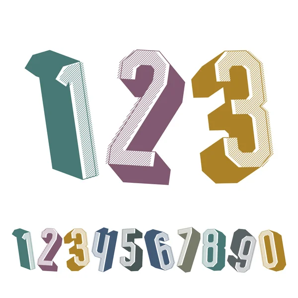 Set di numeri geometrici 3d — Vettoriale Stock