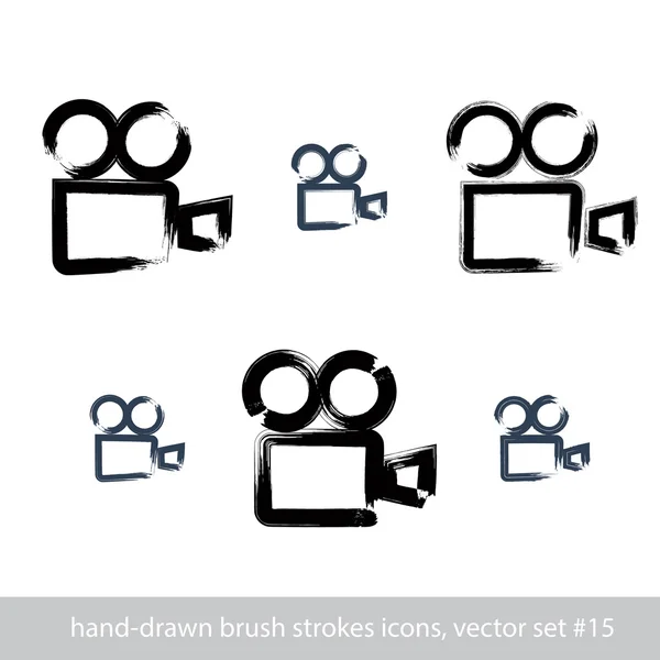 Handgezeichnete Videokamera-Ikonen — Stockvektor