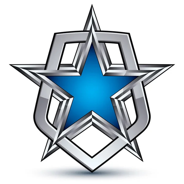 Renown silver emblem with star — ストックベクタ