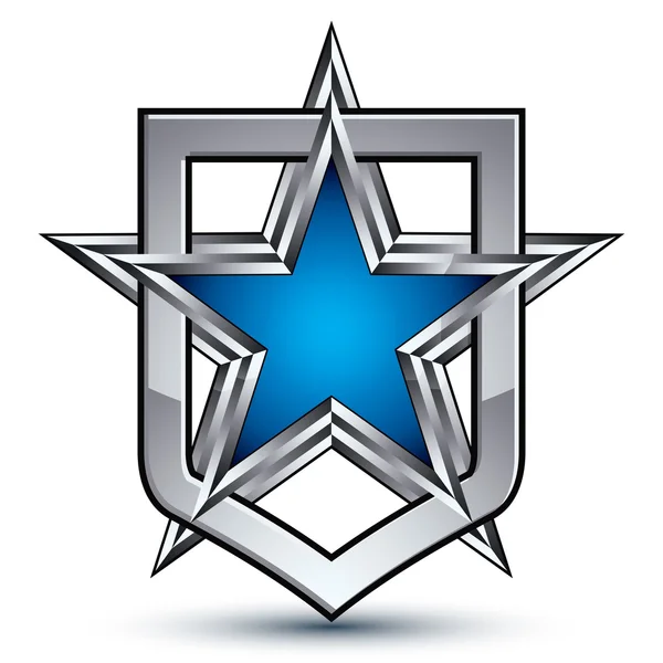 Renombrado emblema de plata con estrella — Archivo Imágenes Vectoriales