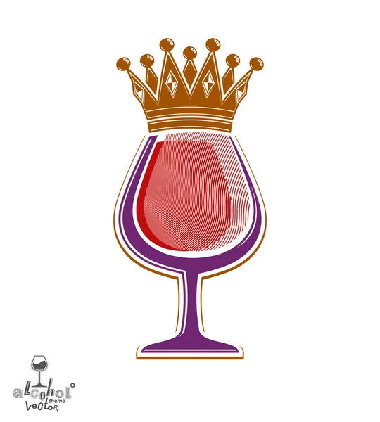 Sophisticated luxury wineglass with crown — 图库矢量图片