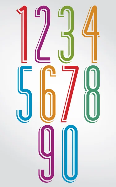 Thin elegant bright rounded numbers — Stockvector