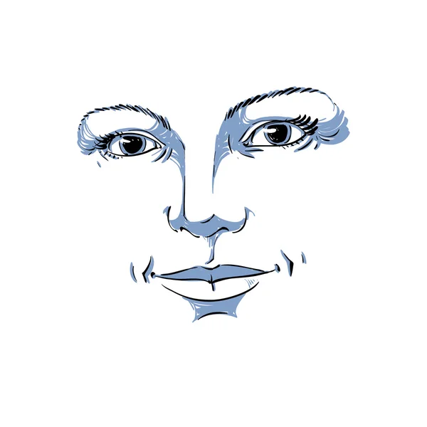 Hand-drawn romantic woman face — Διανυσματικό Αρχείο