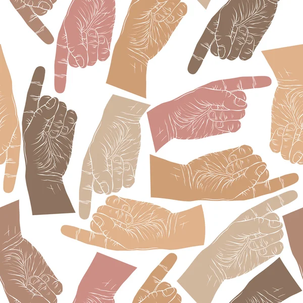 Finger pointing hands seamless pattern — Stock Vector