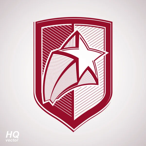 Escudo militar con estrella de cometa pentagonal — Vector de stock