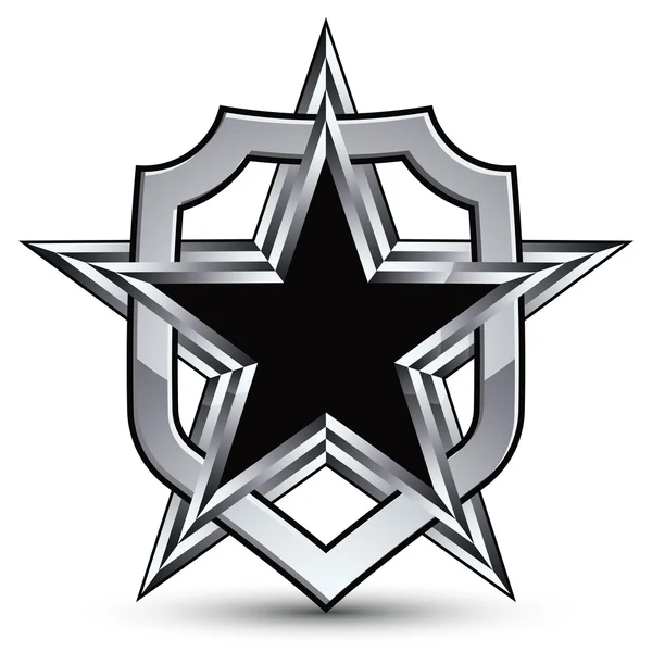 Celebrative silver emblem with star — ストックベクタ