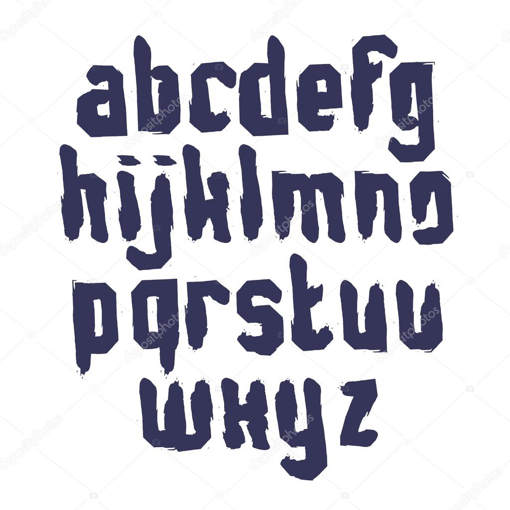 Lowercase calligraphic brush letters
