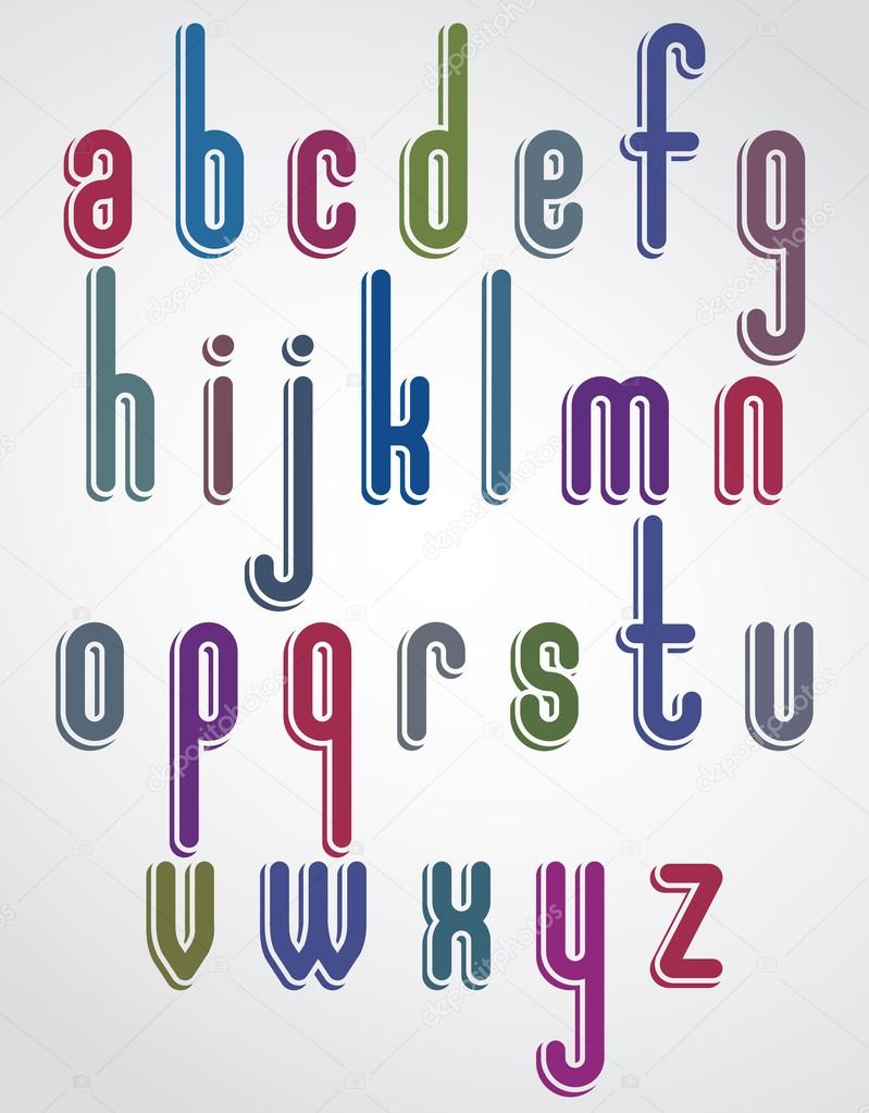 Rounded cartoon colorful lowercase letters