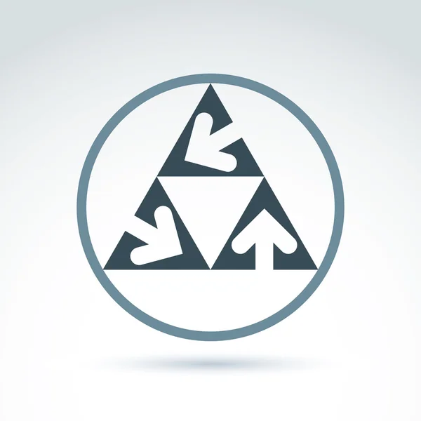 Triangular icon with arrows — Stockvector