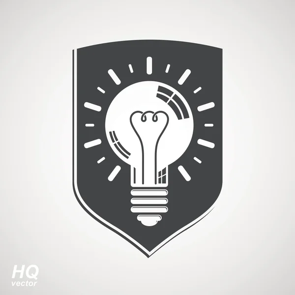 Shield with light bulb — Stock Vector