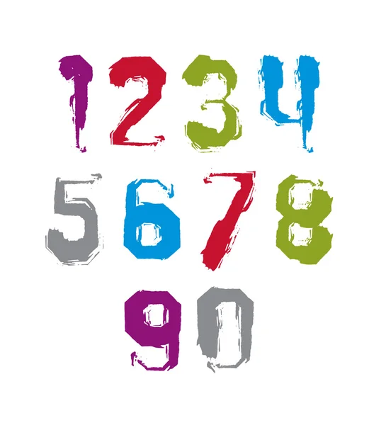 Números escritos a mano multicolores — Vector de stock