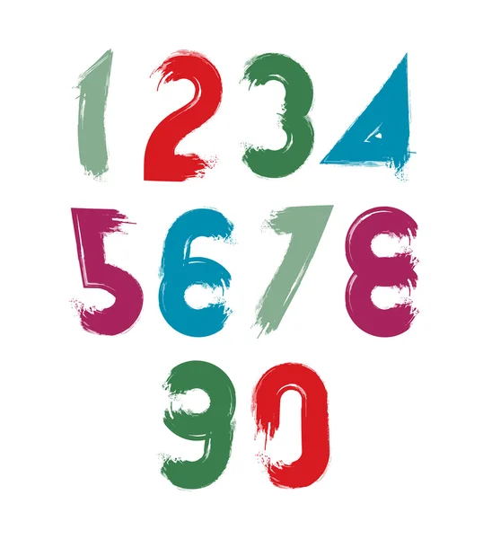 Multicolored handwritten numbers — Stock Vector