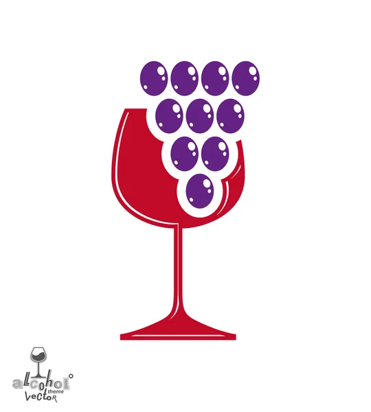 Glass of wine with grape — Stock Vector