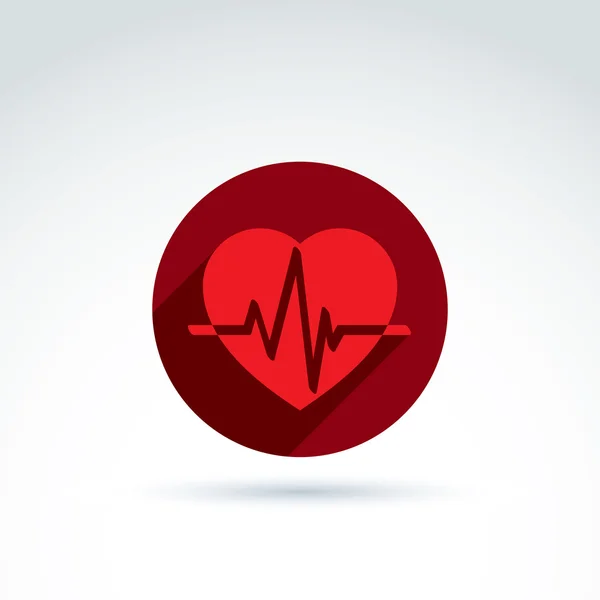 Símbolo de coração vermelho com um ecg — Vetor de Stock