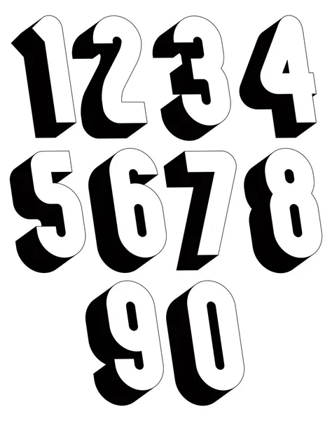 3d números en blanco y negro . — Vector de stock