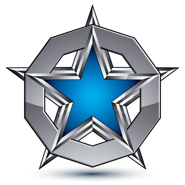 Blason argenté avec étoile pentagonale — Image vectorielle