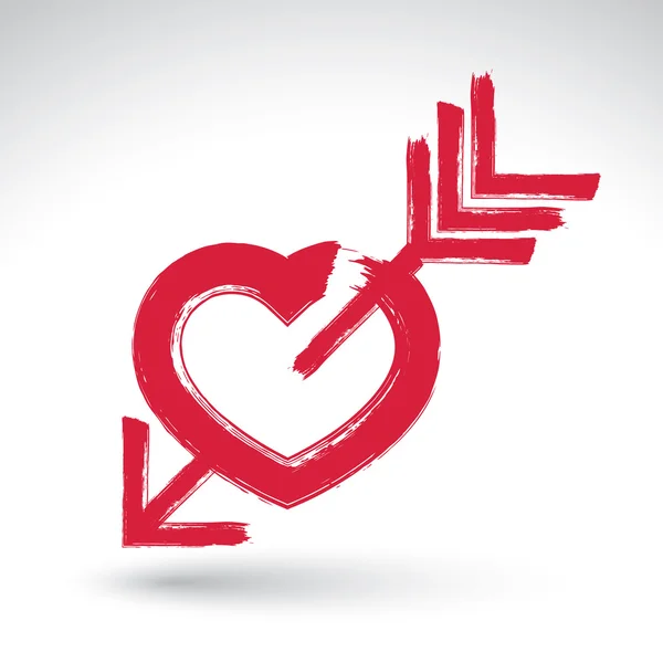 Röd love heart ikon — Stock vektor