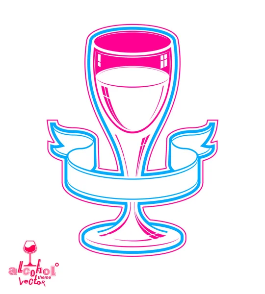 Goblet of wine with simple ribbon — Stockvector