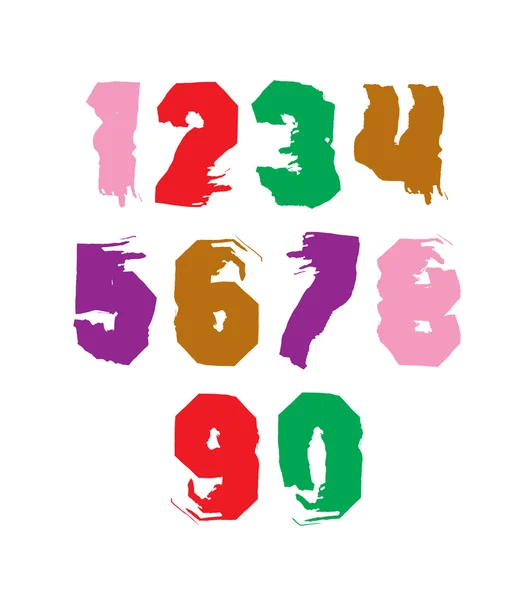 Multicolored handwritten numbers — Stock Vector