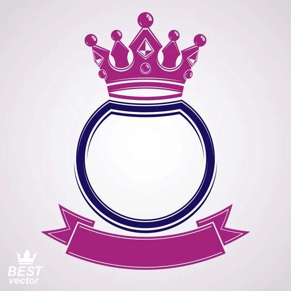 Circle with crown and ribbon — Stock Vector