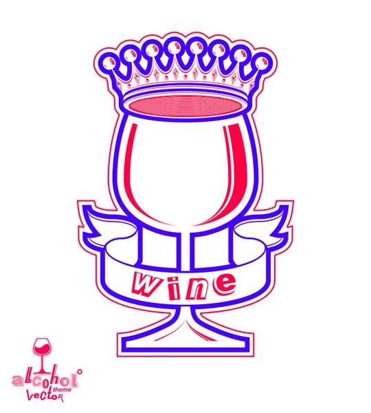 Monarch wineglass with crown — Stockvector