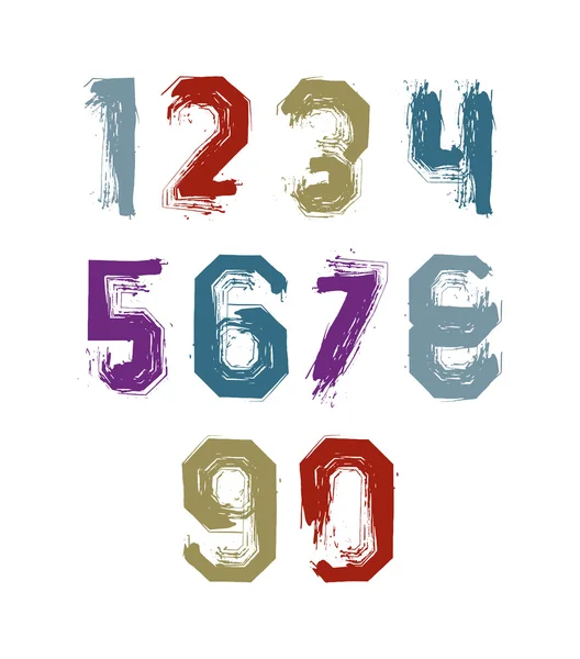 色とりどりの手書きの数字 — ストックベクタ