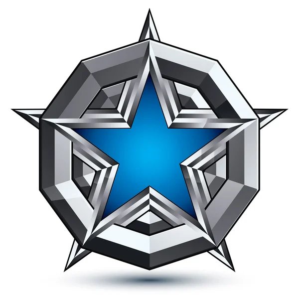 Silvery blazon with pentagonal star — Stock Vector
