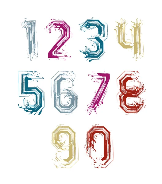 Números escritos a mano multicolores — Archivo Imágenes Vectoriales