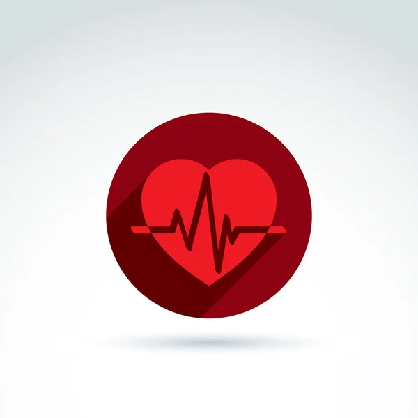 Red heart symbol with an ecg — Stok Vektör