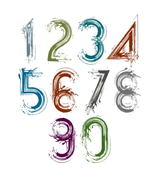 Multicolored handwritten numbers — Stock Vector