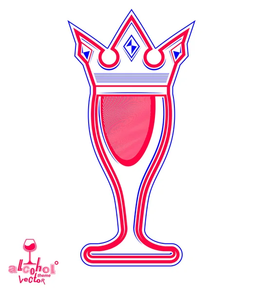 Monarch wineglass with crown — ストックベクタ