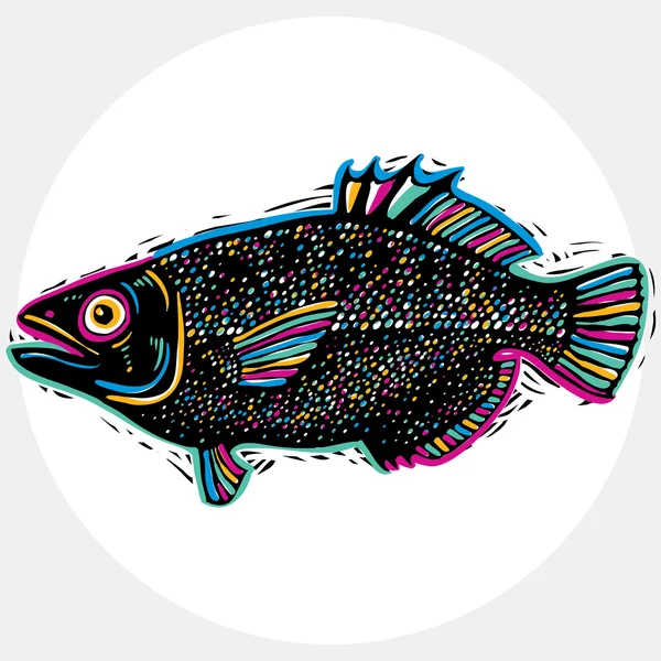 Silueta dibujada a mano de pescado — Vector de stock