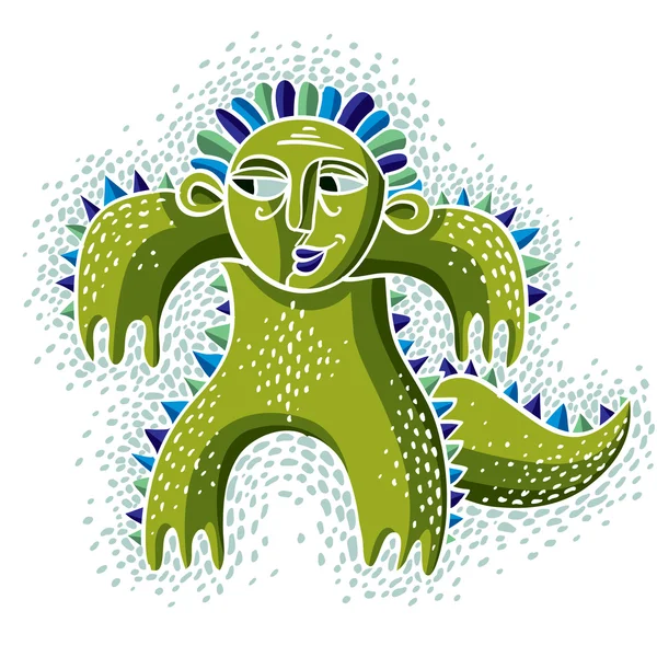 Funny green alien monster — Stock Vector