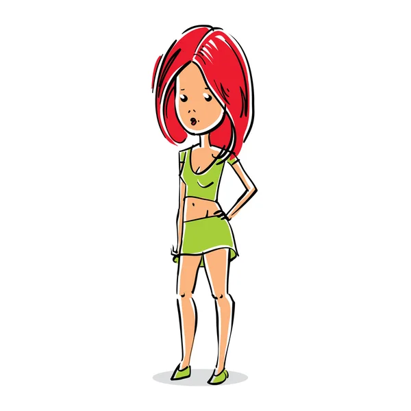 Beautiful red-head lady — Stockvector